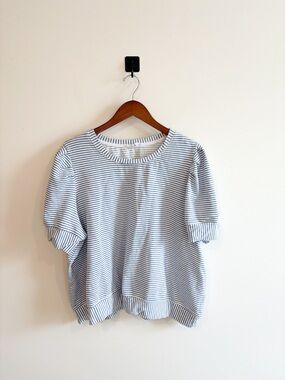 Jane + Delancey Striped Short Sleeve Women's Top - Blue & White Plus Size 3X